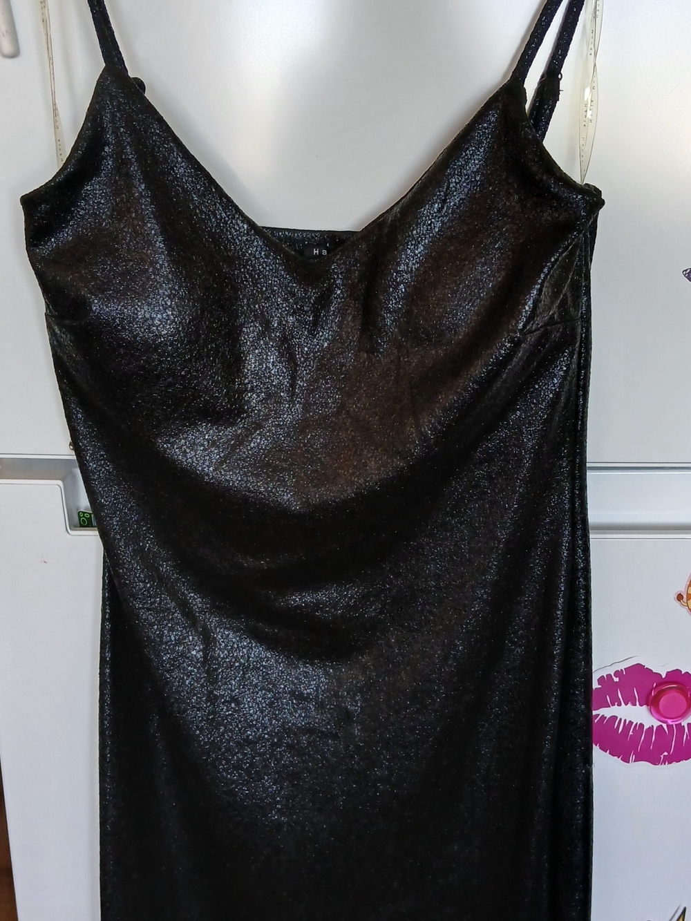 Haute Monde Black Shimmer Mini Slip Dress